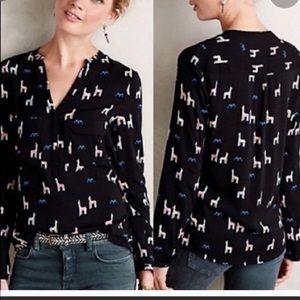 Anthro Maeve Llama Blouse